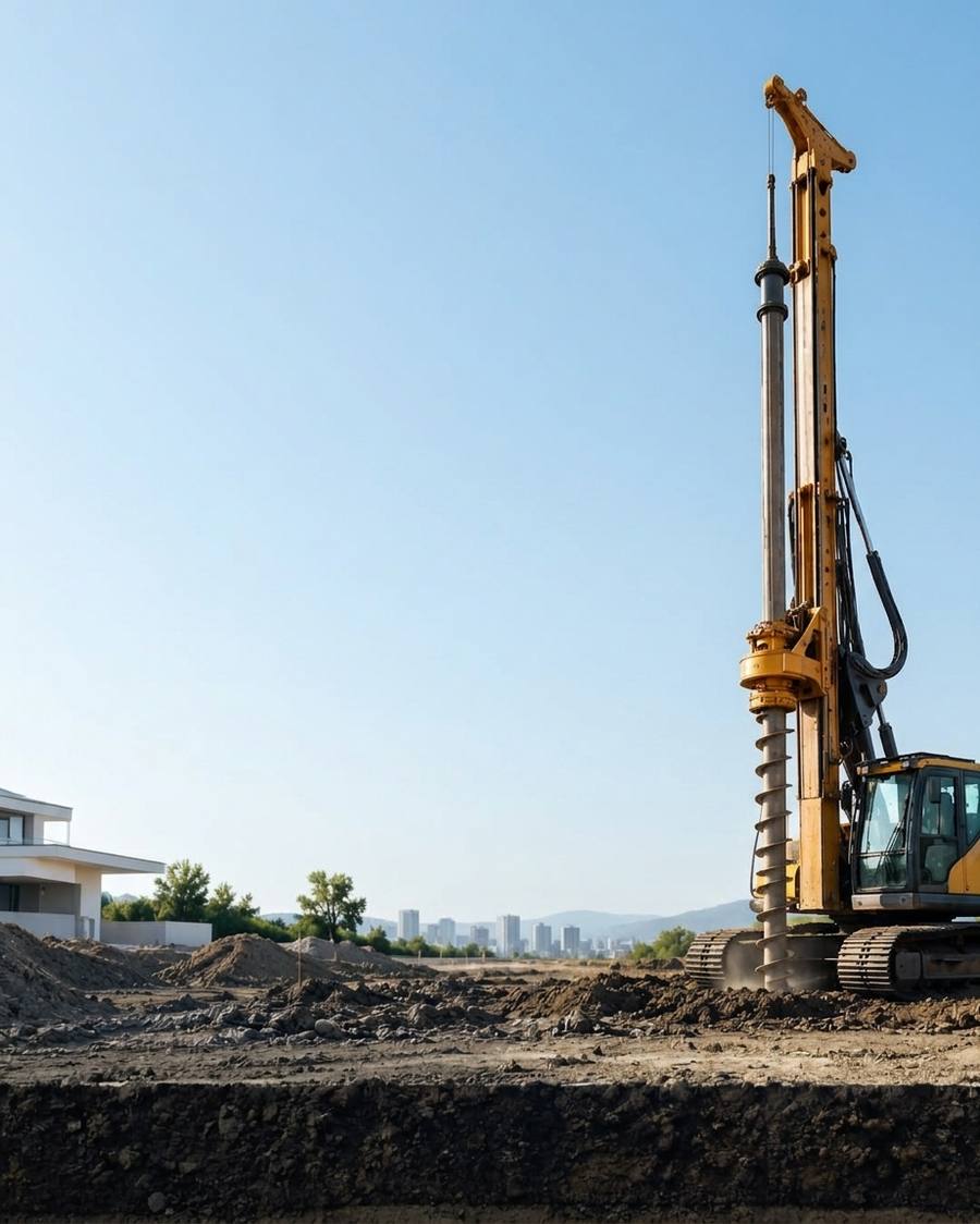 Perforadora de cimentaciones en obra